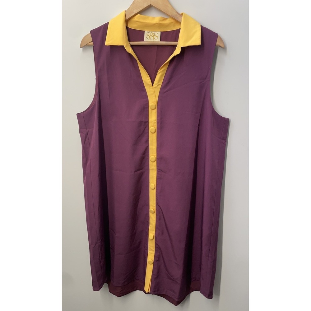 SSYS The Label Sleeveless Dress Womens Size Large Purple Yellow Colorblock